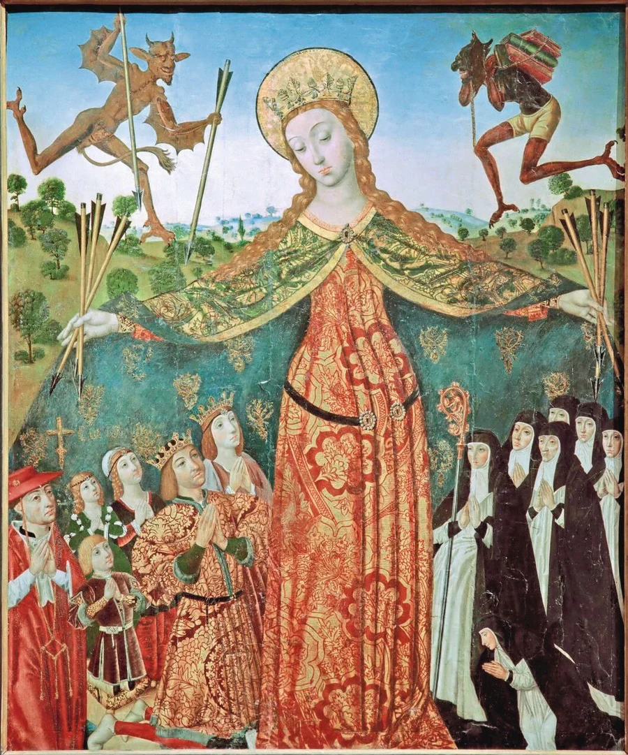 Cruz,_Diego_de_la

"Virgen_de_la_Merced"_(Schutzmantelmadonna),_um_1485.

(links,_kniend,_Isabella_I._von_Kastilien_u._F