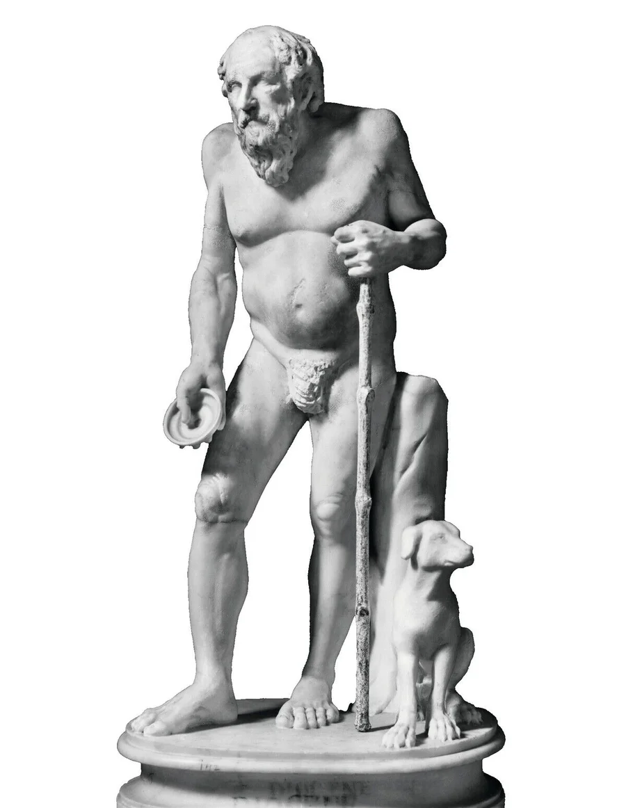 FAF345949_Diogenes_asking_for_alms,_High_Imperial_Period_(27_BC-395_AD)_(marble)_(b/w_photo)_by_Roman_Imperial_Period_(2