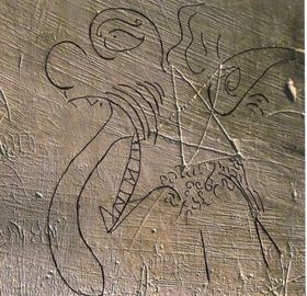 Kritzeleien an Kirchenwänden