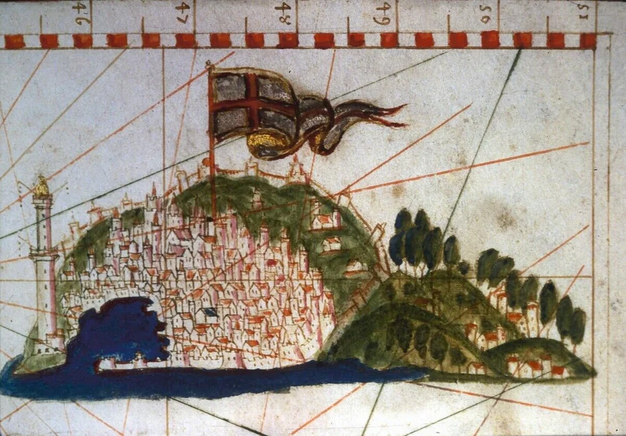 GIA4741784_The_city_of_Genoa_on_a_14th_century_portulan.;_(add.info.:_The_city_of_Genoa_on_a_14th_century_portulan.);_©_