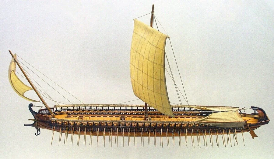 A_trireme_(from_Latin_triremis,_literally_'three-oarer')_was_a_type_of_galley,_a_Hellenistic-era_warship_that_was_used_b