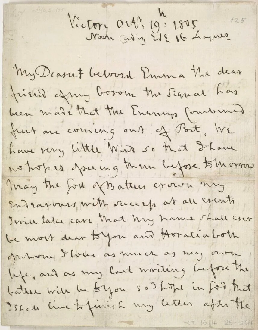 3264458_Lord_Nelson's_last_letter_to_Lady_Hamilton,_19th_Oct_1805._Found_on_his_desk_in_his_cabin_on_H.M.S._Victory_afte